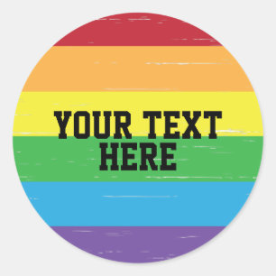 CREATE-YOUR-OWN DIY Custom template Rainbow LGBTQ Classic Round Sticker