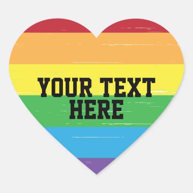 CREATE-YOUR-OWN DIY Custom template Rainbow LGBTQ Heart Sticker (Front)