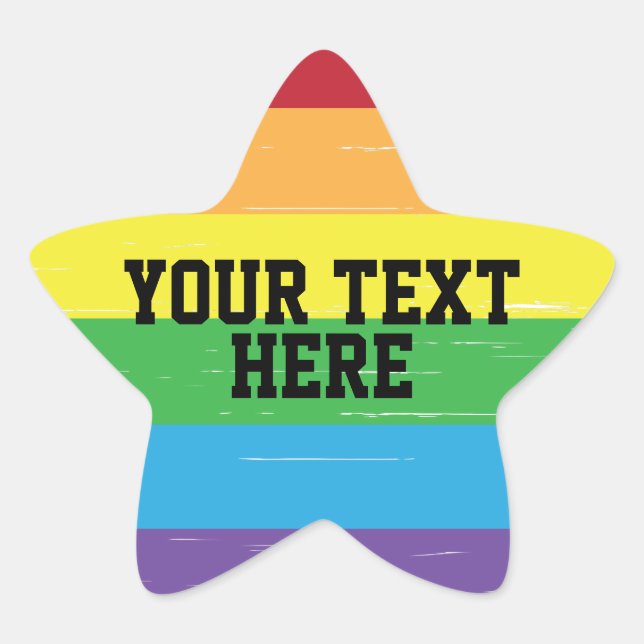 CREATE-YOUR-OWN DIY Custom template Rainbow LGBTQ Star Sticker (Front)