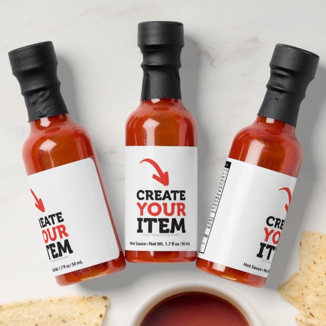 CREATE-YOUR-OWN DIY Custom upload your design Hot Sauces (Laydown)