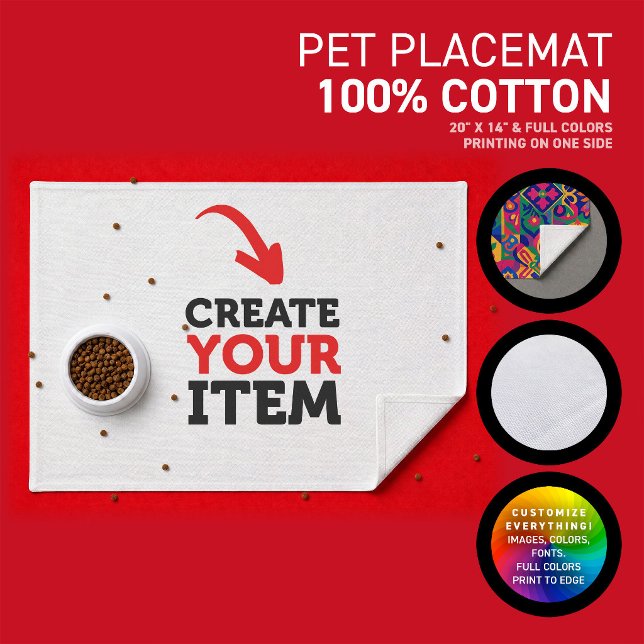 CREATE-YOUR-OWN DIY Custom upload your design pet Cloth Placemat (Create and print your personalized cats and dogs placemat, full colors. Design all online!)