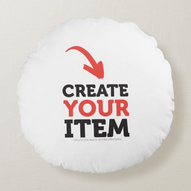CREATE-YOUR-OWN DIY Custom upload your design Round Pillow (Front)