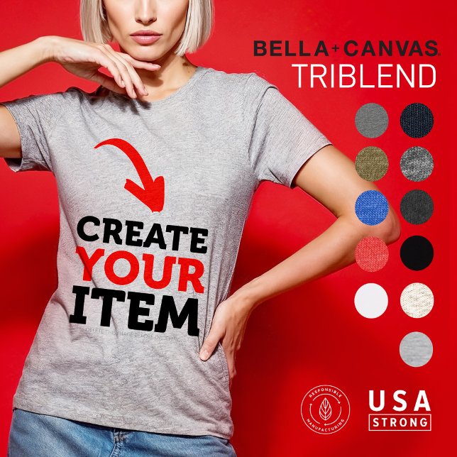 CREATE-YOUR-OWN DIY Custom upload your design Tri-Blend Shirt (Upload your own custom design on a Triblend woman t-shirt. Various choice of colors available.)