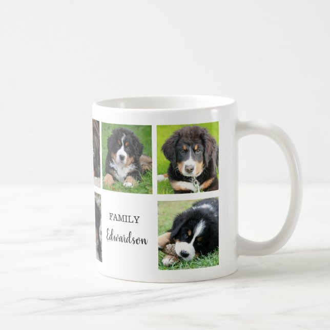 Create your own dog family photo collage name coffee mug (Right)