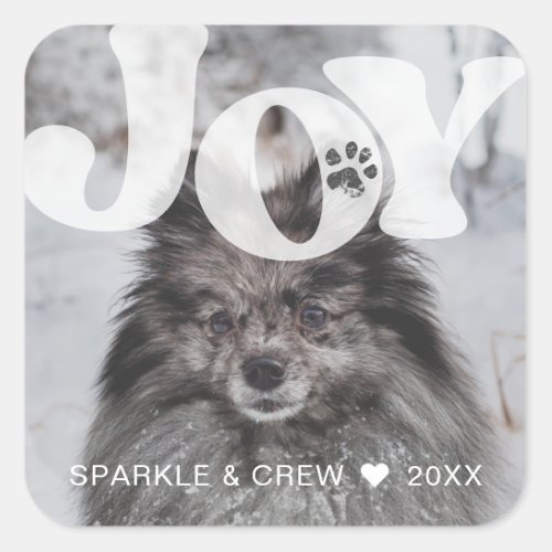 Create Your Own Dog Lover Pet Photo Christmas JOY Square Sticker