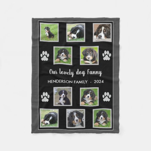 Create your own dog pet photo collage monogrammed fleece blanket