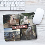 Create Your Own Dog Photo Collage Mouse Pad<br><div class="desc">Add your own pet photos. Design features 4 photos on a grid with solid rectangle in the middle with the word "love" and accent hearts on each side.</div>