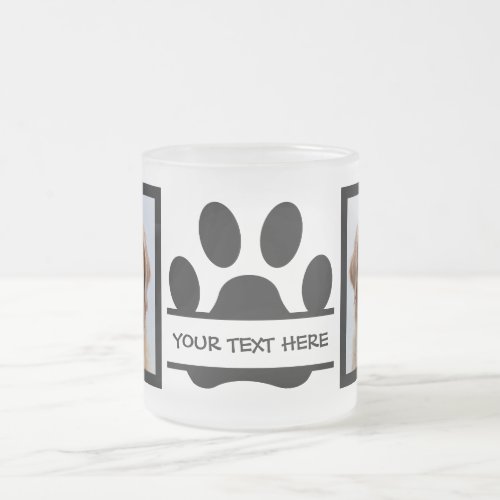 Create Your Own Dog Photo Paw Print Frosted Glass Coffee Mug