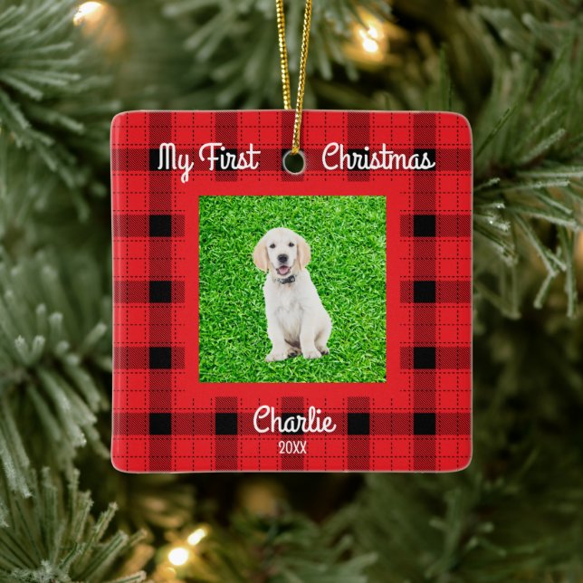 Create Your Own Dog Photos 1st Christmas Ceramic Ornament (Tree)