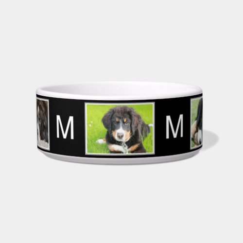 Create your own dogs photo collage monogrammed bowl