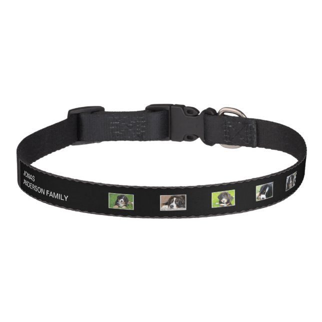 Create your own dogs photo collage name contact pet collar (Front)