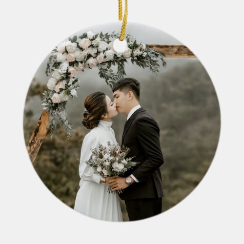 Create Your Own Double Sided Wedding Photo Couple Ceramic Ornament