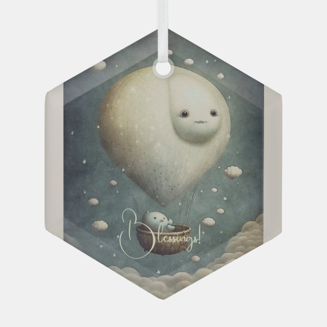 Create Your Own Dreamy Hot Air Balloon Ride Glass Ornament (Front)