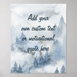Create Your Own Dusty Blue Forest Watercolor  Poster