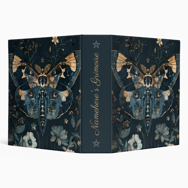 Create Your Own Dusty Blue Midnight Moth Flowers 3 Ring Binder (Background)