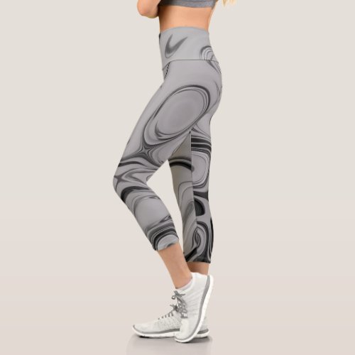 Create Your Own Edgy Ash Gray Black Design Capri Leggings