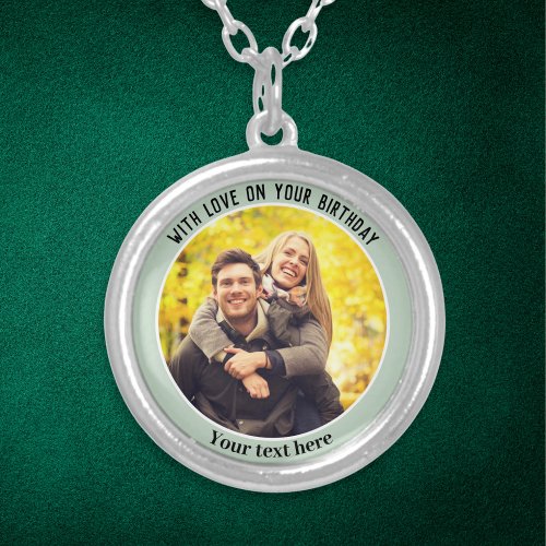Create Your Own Elegant Birthday Keepsake Photo Silver Plated Necklace