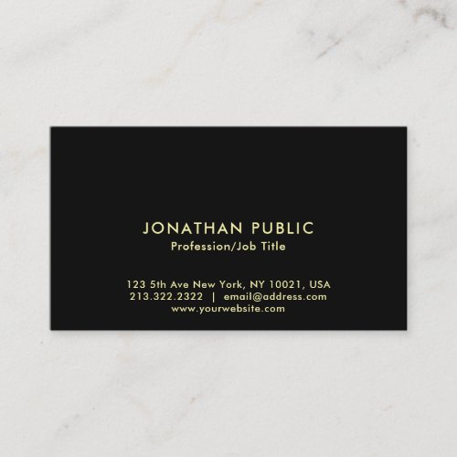 Create Your Own Elegant Black Gold Easy Plain Business Card