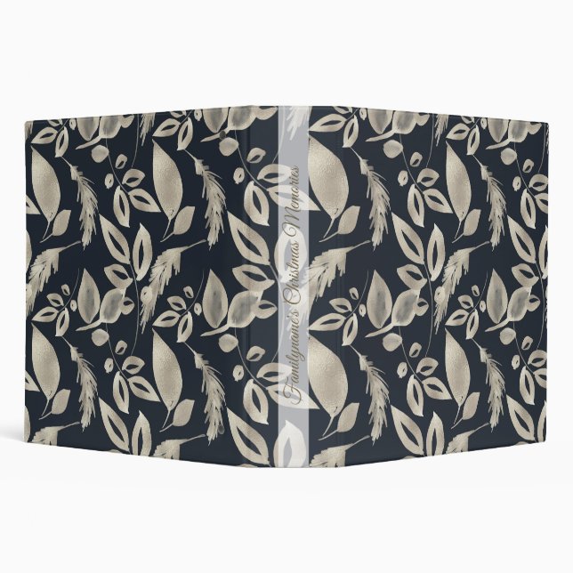 Create Your Own Elegant Black & Gold Foliage 3 Ring Binder (Background)