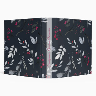 Create Your Own Elegant Black & Red Holly 3 Ring Binder