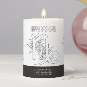 Create Your Own Elegant Black & White Capricorn Pillar Candle