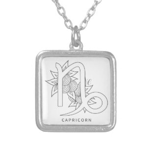 Create Your Own Elegant Black & White Capricorn Silver Plated Necklace