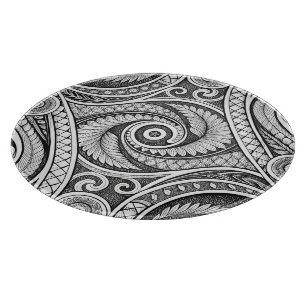 Create Your Own Elegant Black White Festive Tribal Cutting Board