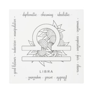 Create Your Own Elegant Black & White Libra Zodiac Metal Print