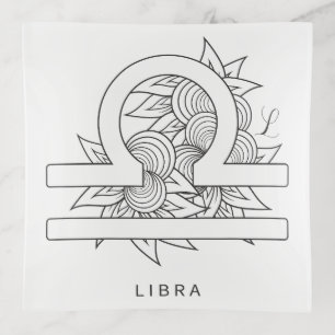 Create Your Own Elegant Black & White Libra Zodiac Trinket Tray