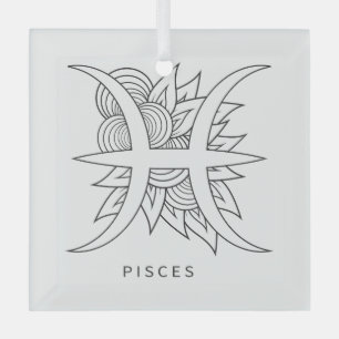 Create Your Own Elegant Black & White Pisces Glass Ornament