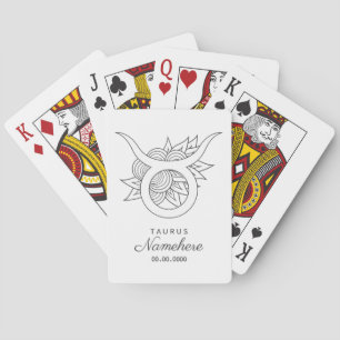 Create Your Own Elegant Black & White Taurus Poker Cards