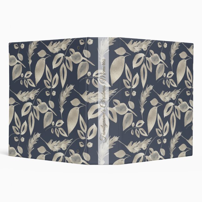 Create Your Own Elegant Blue & Gold Foliage 3 Ring Binder (Background)