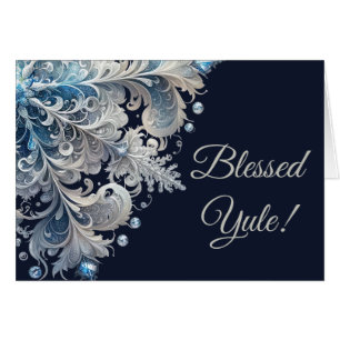 Create Your Own Elegant Blue White Snowflake Yule Cards