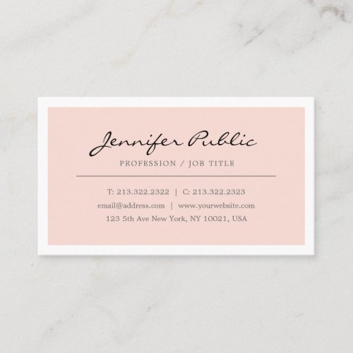 Create Your Own Elegant Blush Pink Minimalist Business Card