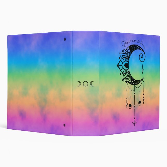 Create Your Own Elegant Boho Moon Silhouette 3 Ring Binder (Background)