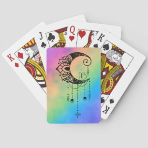 Create Your Own Elegant Boho Moon Silhouette Poker Cards