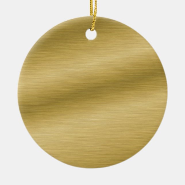 Create Your Own Elegant Brushed Gold Look Ceramic Ornament (Front)