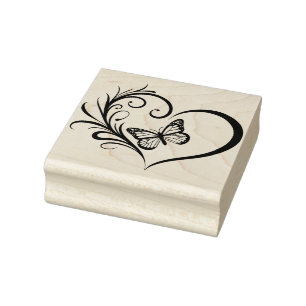 Create Your Own Elegant Butterfy Heart Rubber Stamp