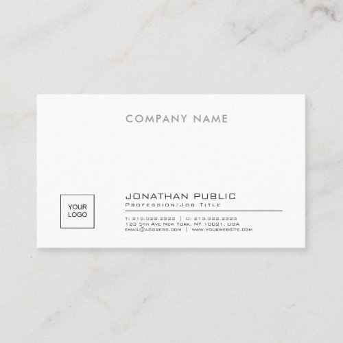 Create Your Own Elegant Company Plain With Logo Business Card