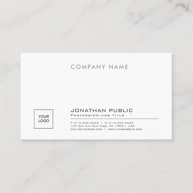 Create Your Own Elegant Company Plain With Logo Business Card (Front)