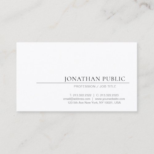 Create Your Own Elegant Design Minimalist White Business Card