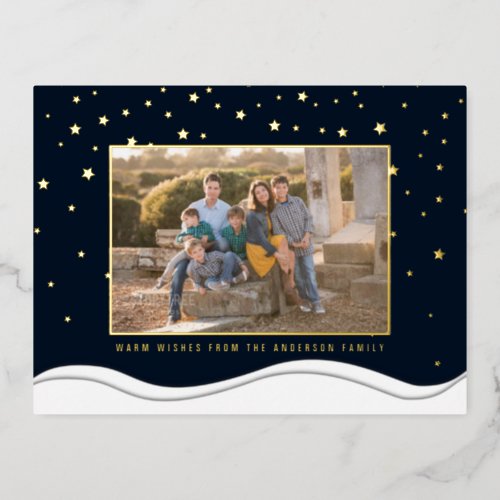 Create Your Own Elegant Family Photo Christmas Foil Holiday Postcard