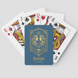 Create Your Own Elegant Gold Art Deco Gemini Poker Cards