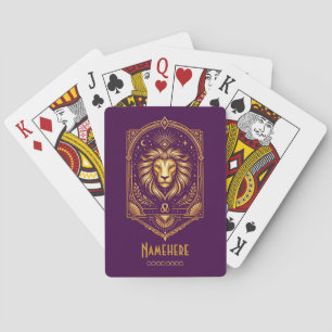 Create Your Own Elegant Gold Art Deco Leo Poker Cards