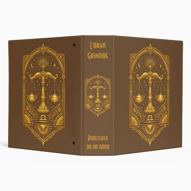 Create Your Own Elegant Gold Art Deco Libra 3 Ring Binder (Background)