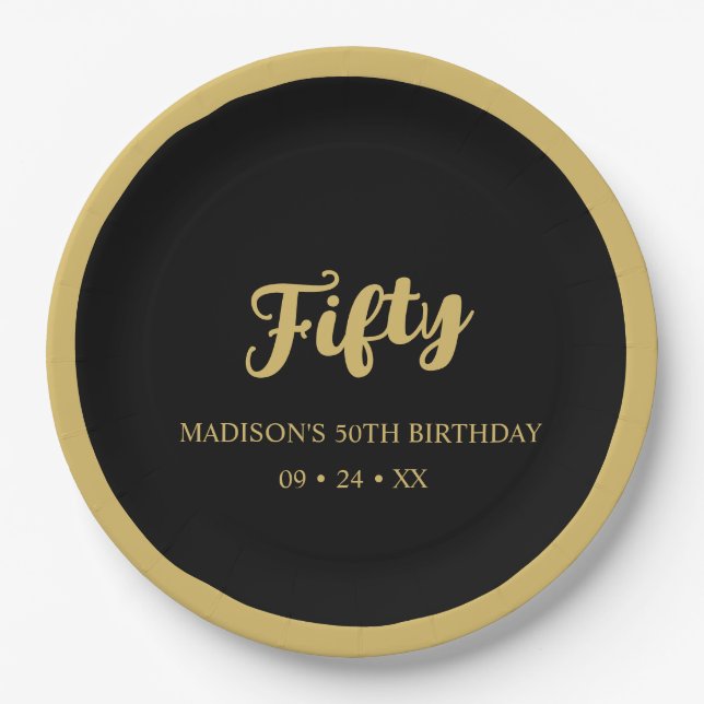 Create Your Own Elegant Gold & Black  Paper Plates (Front)