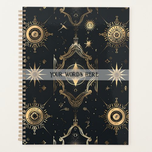 Create Your Own Elegant Gold Fairy Stars Black Planner