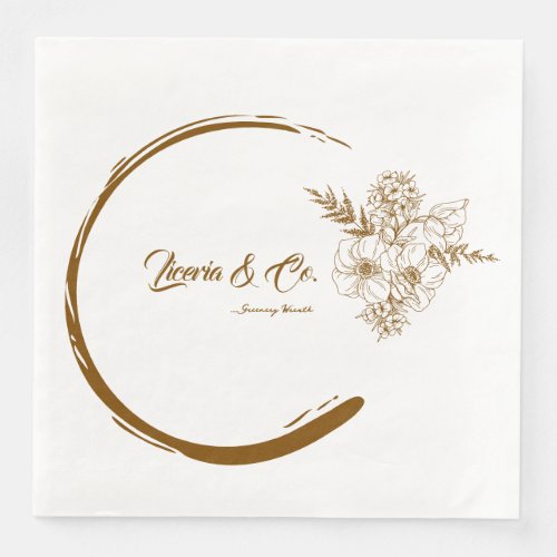 Create your own Elegant Gold Floral Catering Paper Dinner Napkins