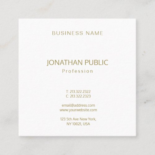 Create Your Own Elegant Gold Font Text Modern Square Business Card