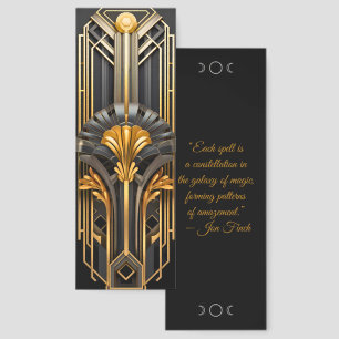 Create Your Own Elegant Gold Grey Art Deco Floral Bookmarks